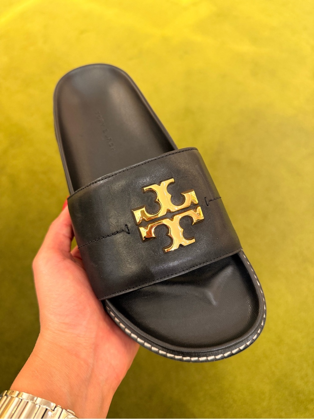 Tory Burch Everly Anatomic Lug Sandals, Black - Picture 2 of 8